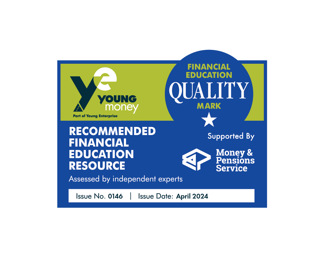 Young money has given us their financial education quality mark and Money and Me is a recommended financial education resource